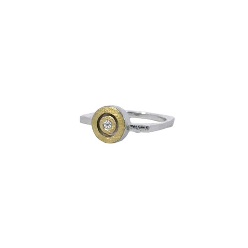 Silver, gold and brilliant ring