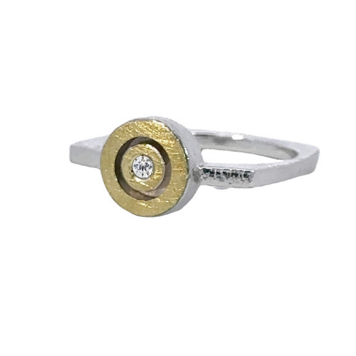 Anillo de plata, oro y brillante