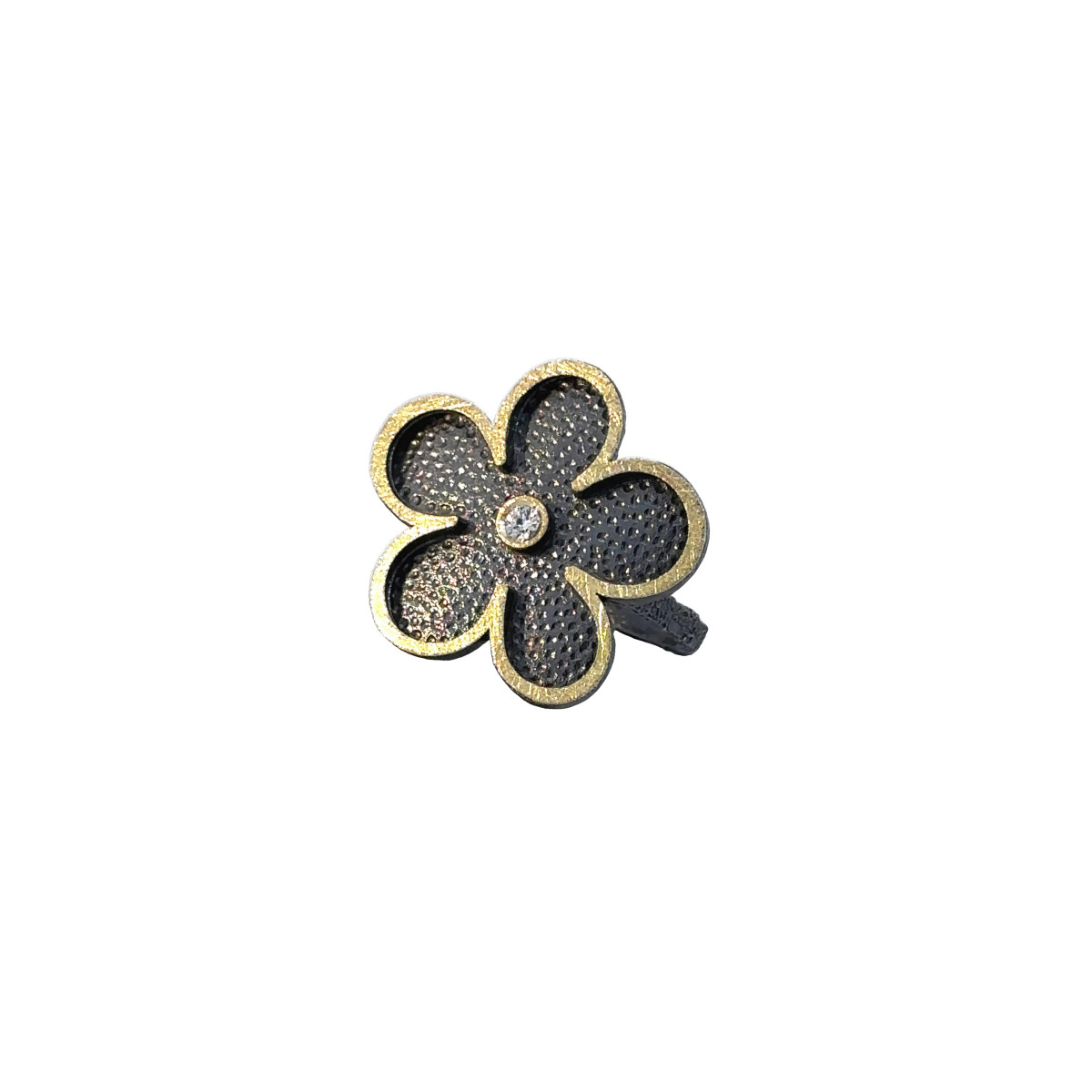 Silver, gold and brilliant ring