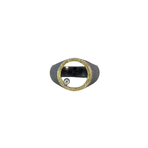 Anillo de plata, oro y brillante