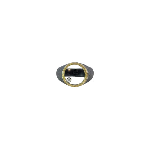 Anillo de plata, oro y brillante