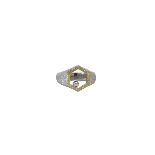 Anillo de plata, oro y brillante