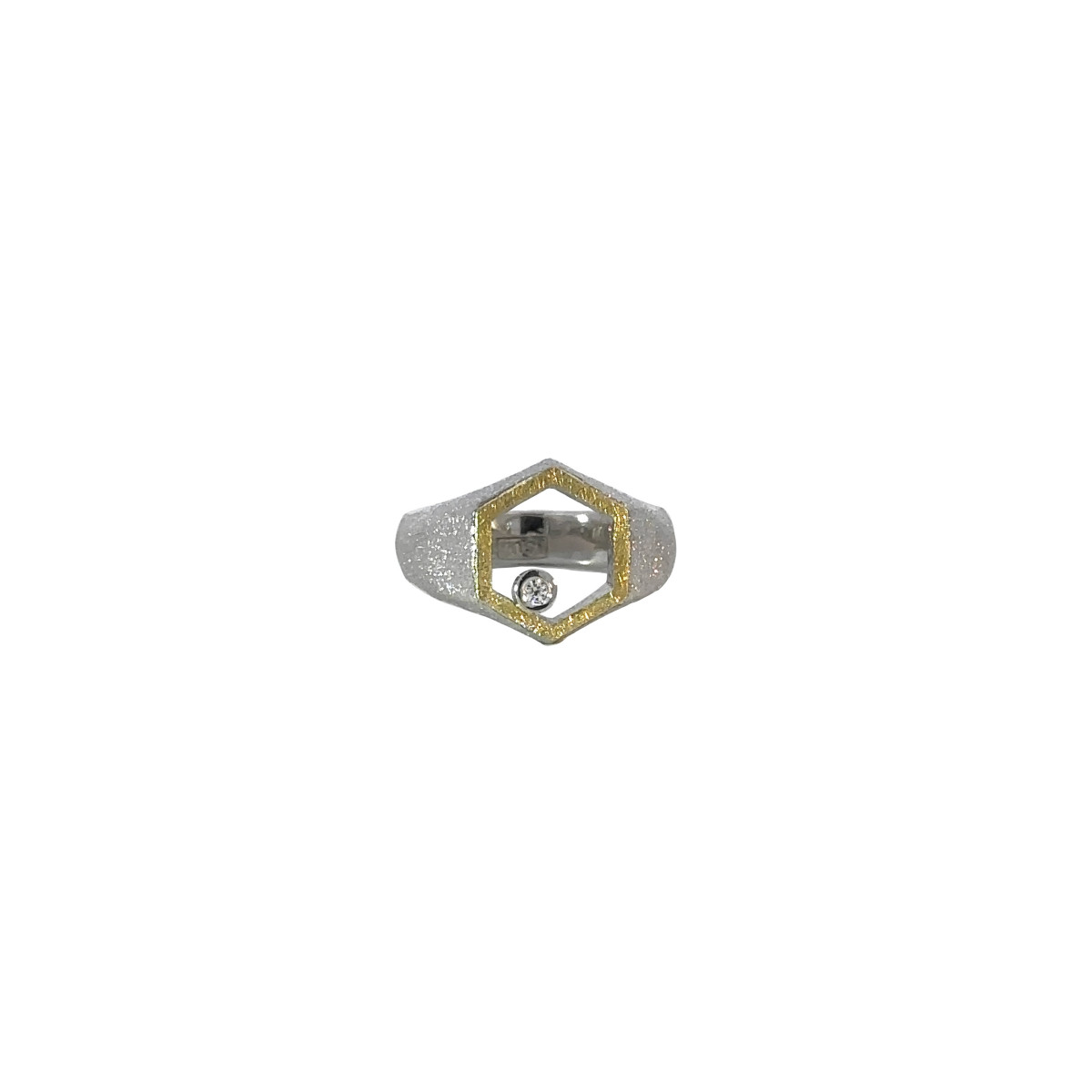 Anillo de plata, oro y brillante