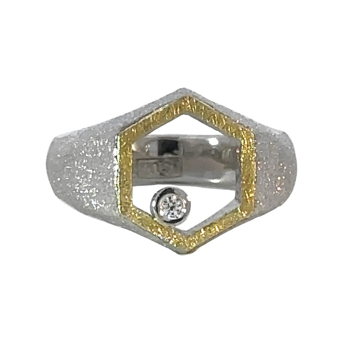 Anillo de plata, oro y brillante