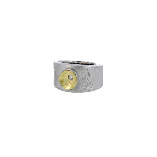 Anillo de plata, oro y brillante