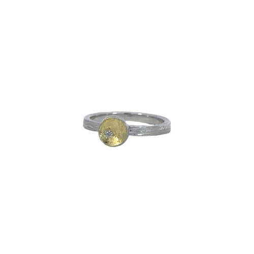 Anillo de plata, oro y brillante