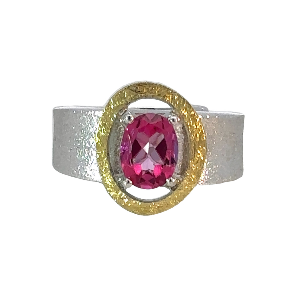 Anillo de plata, oro y topacio
