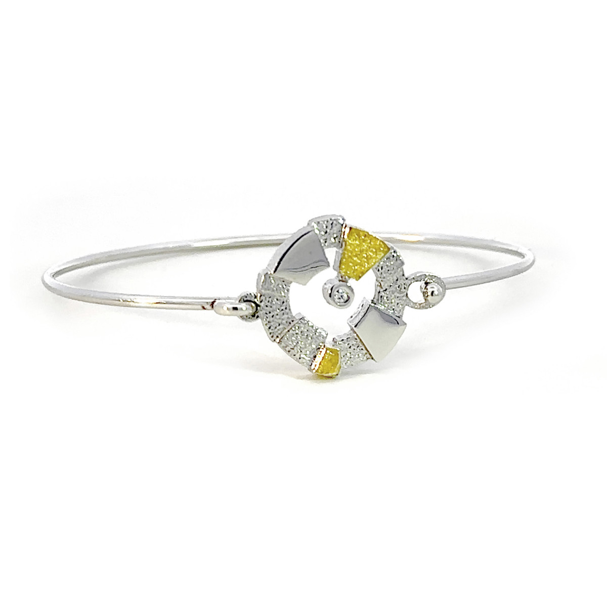 Pulsera de plata, oro y brillante