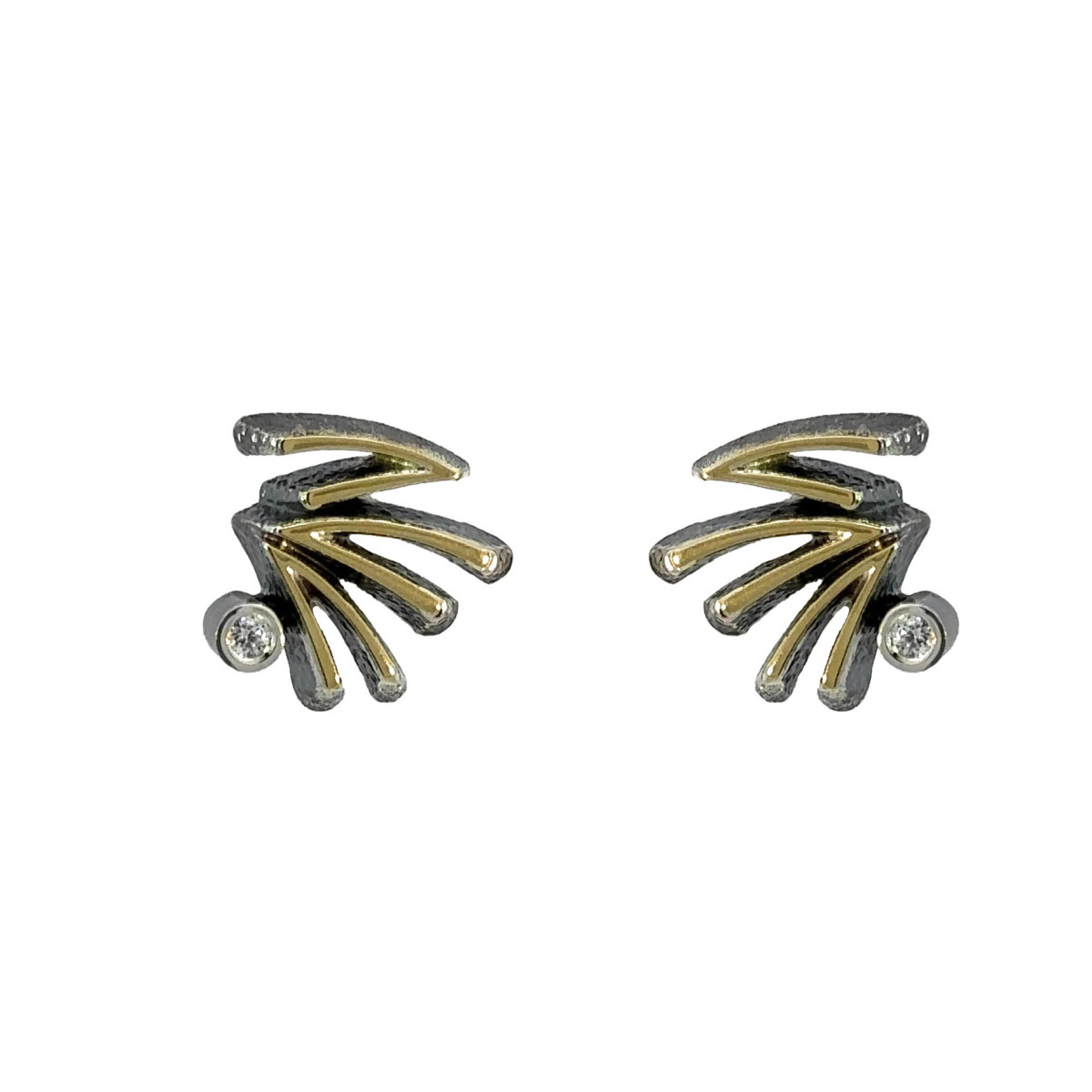 Silver, gold and brilliant earrings