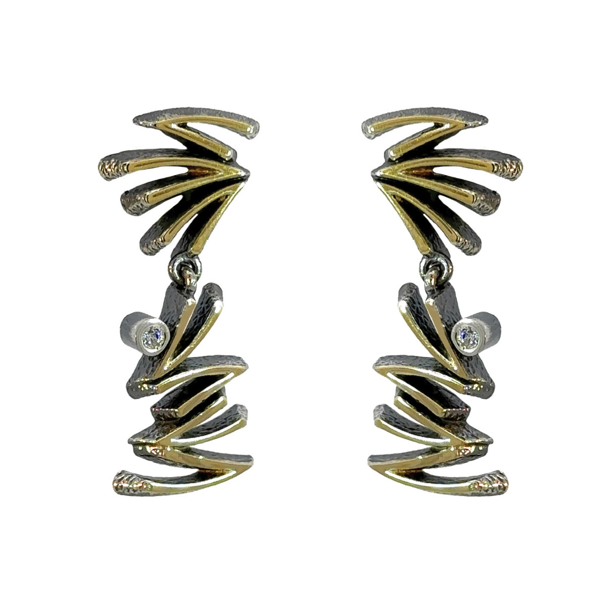 Arracades de plata, or i brillant