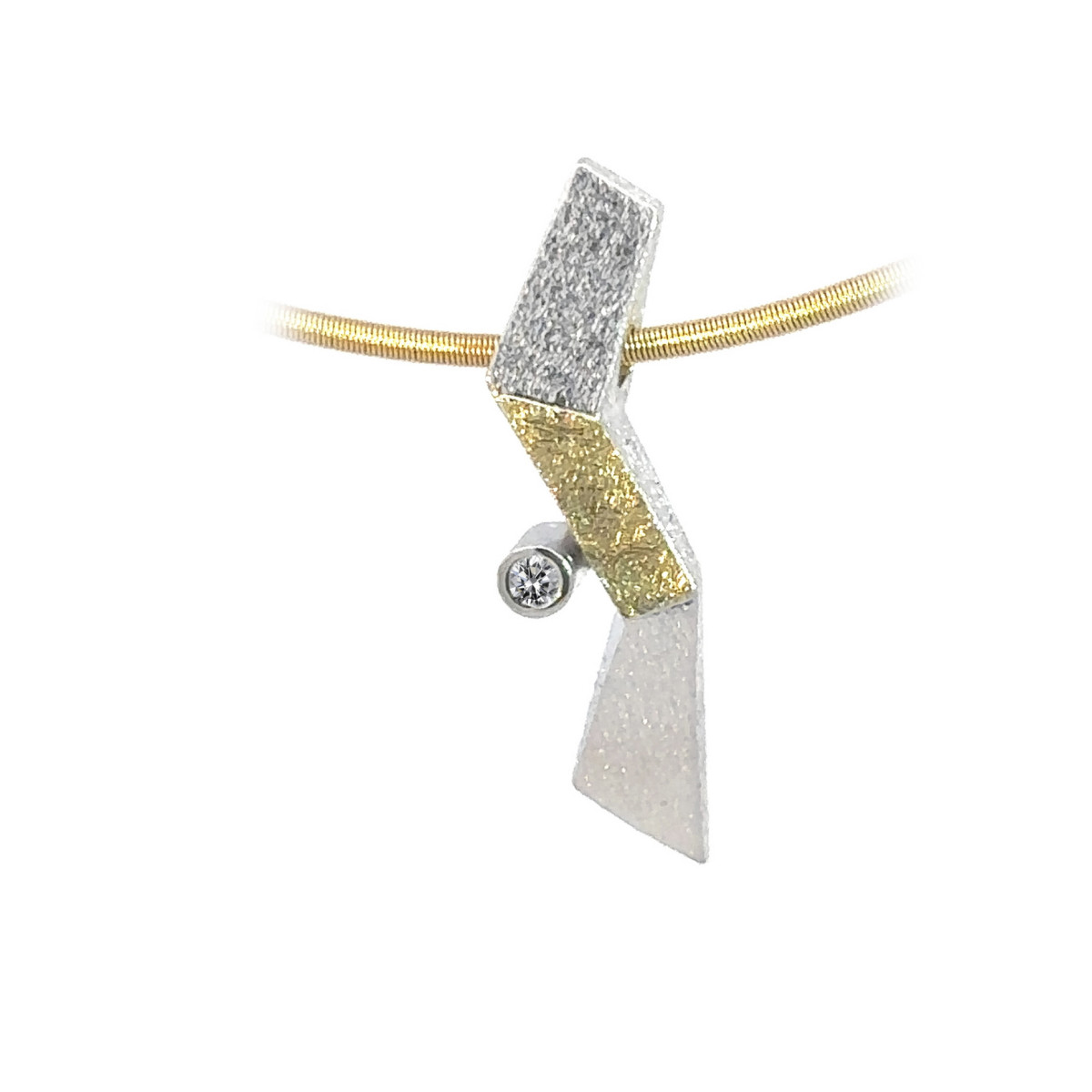 Silver, gold and brilliant pendant