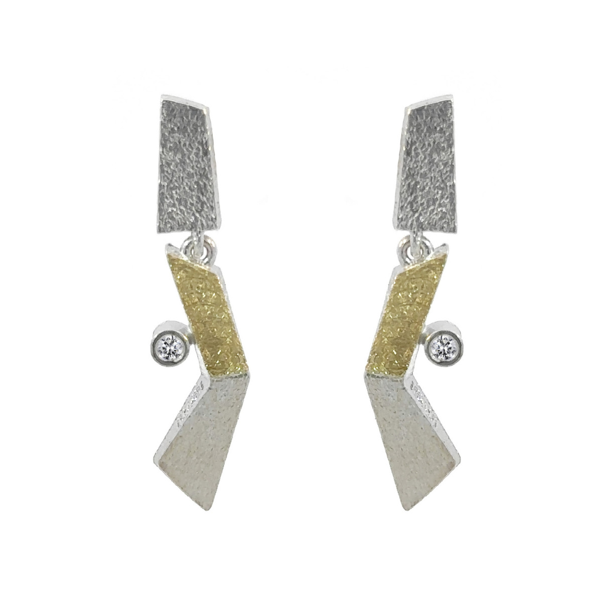 Silver, gold and brilliant earrings