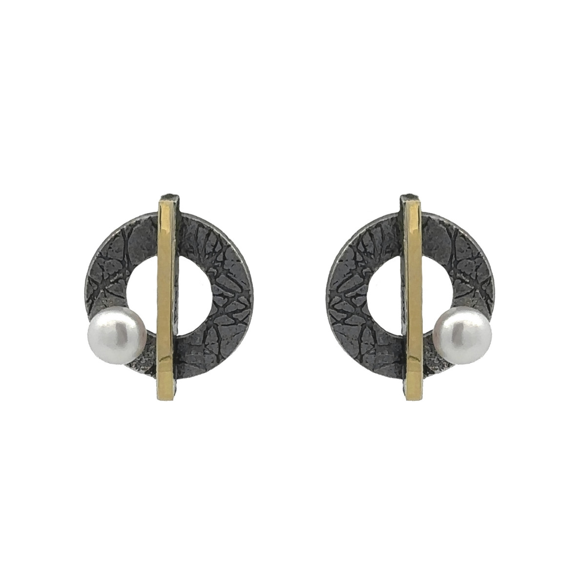 Silver, gold and pearl earrings