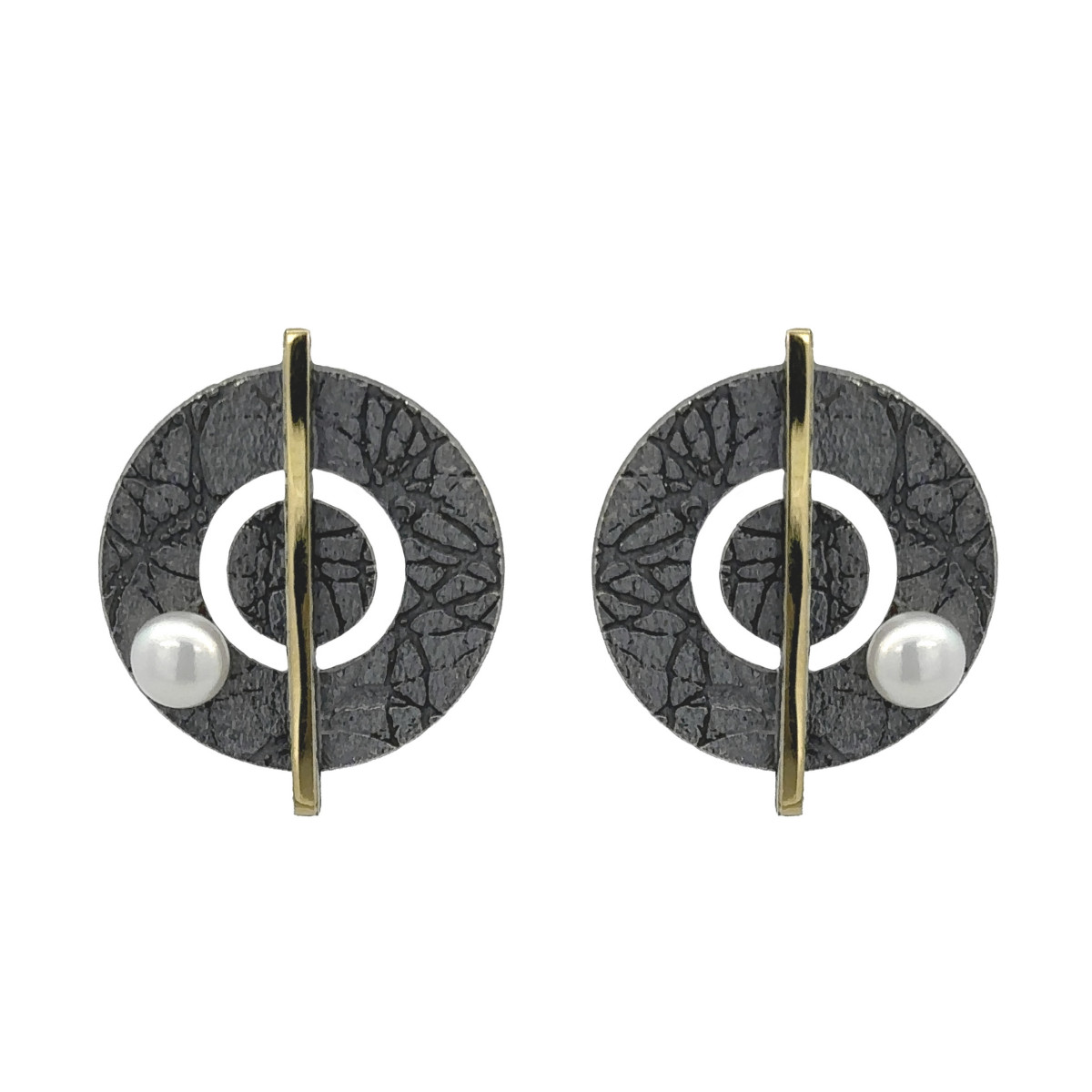 Pendientes de plata, oro y perla
