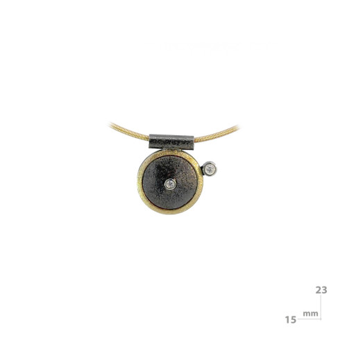 Silver, gold and diamond pendant