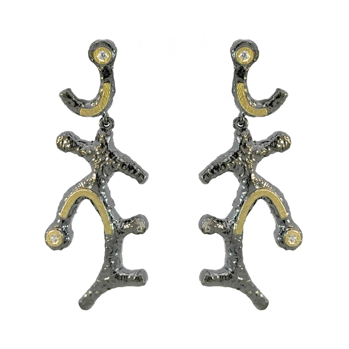 Arracades de plata, or i brillant
