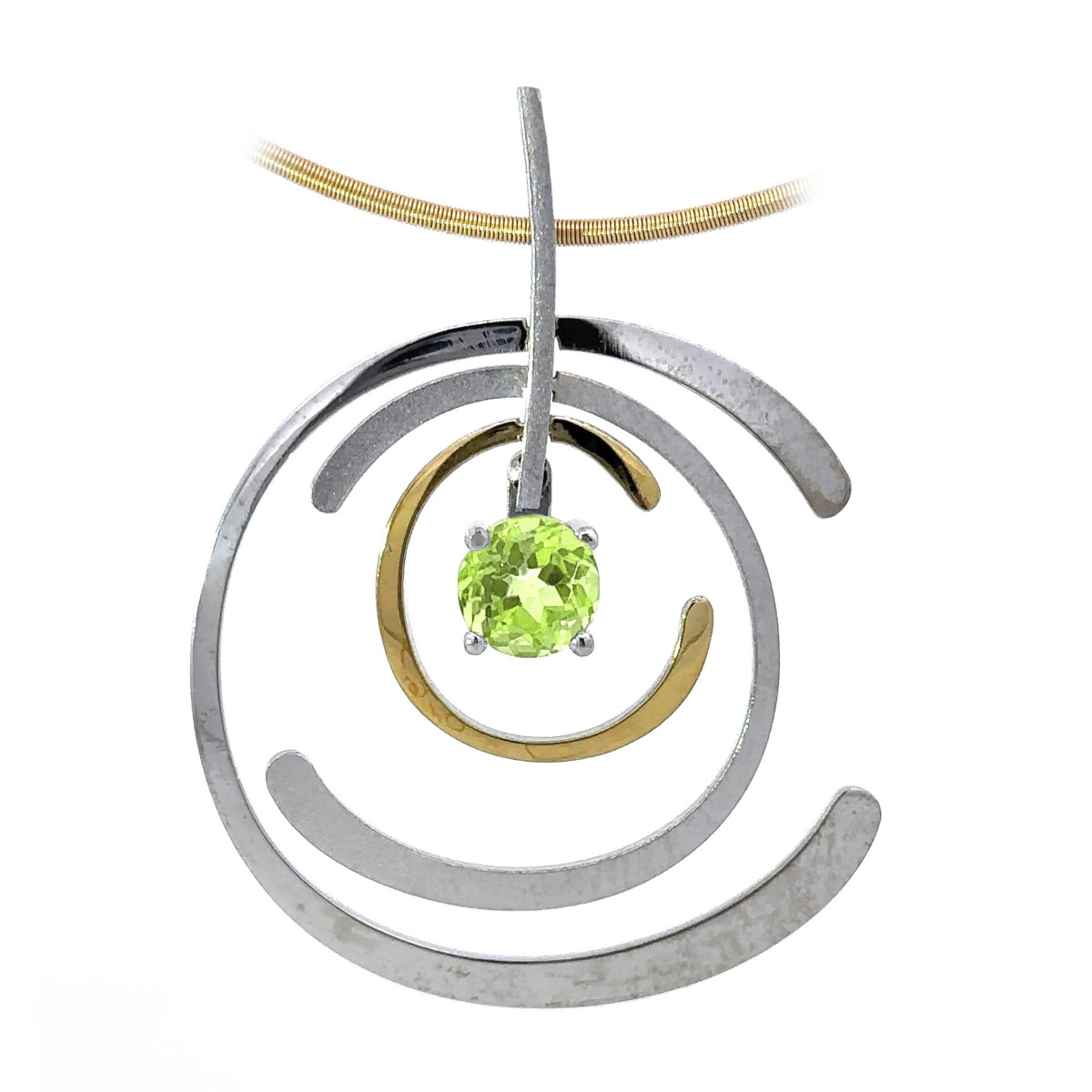 Colgante de plata, oro y peridoto