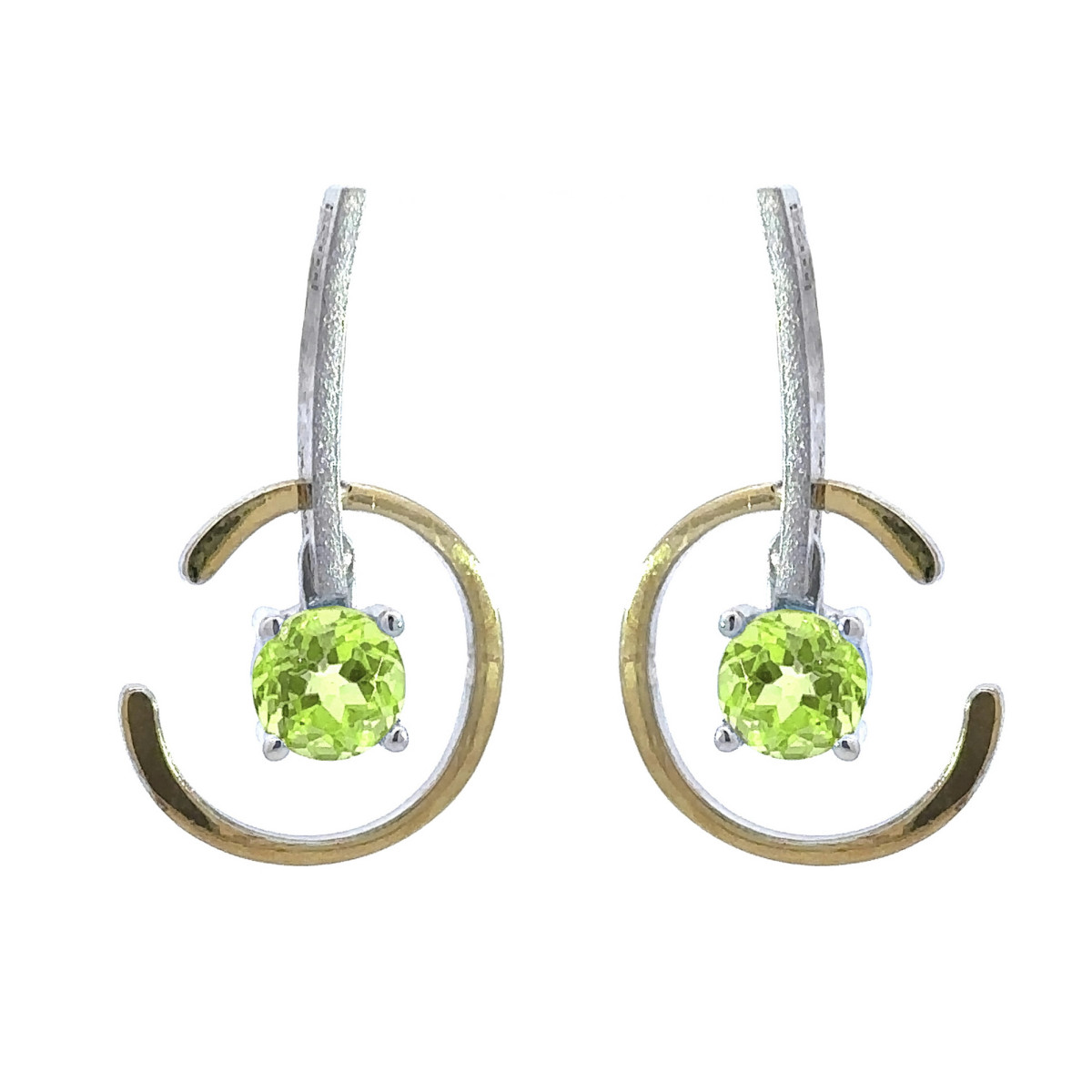 Pendientes de plata, oro y peridoto