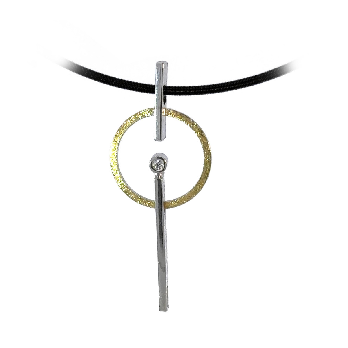 Colgante de plata, oro y DIAMANT  LAB