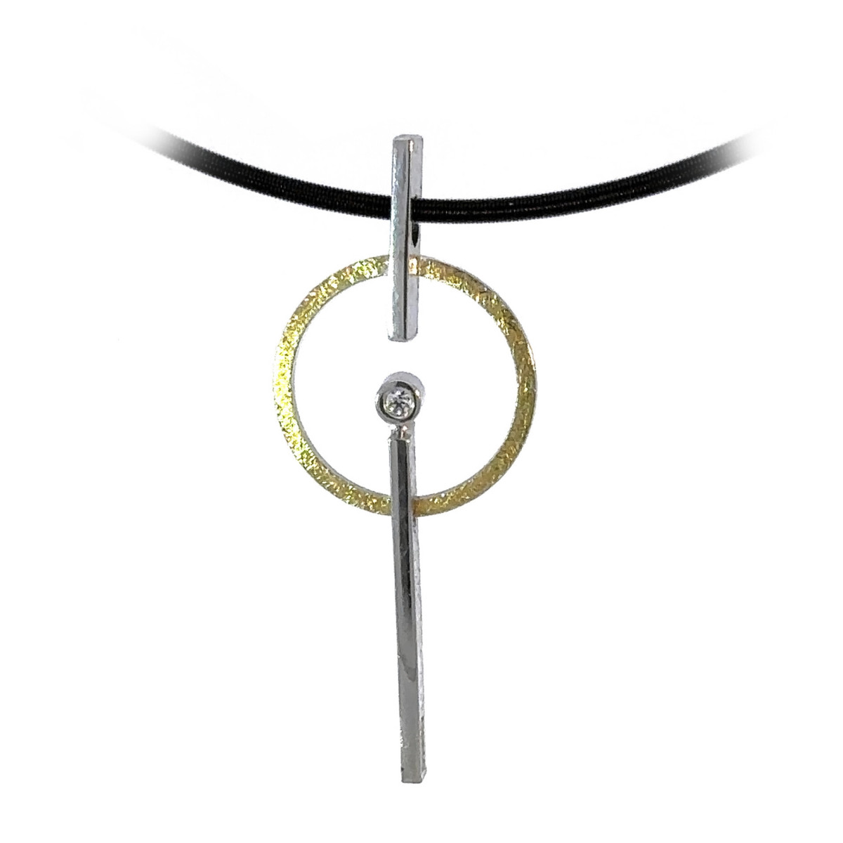 Colgante de plata, oro y brillante