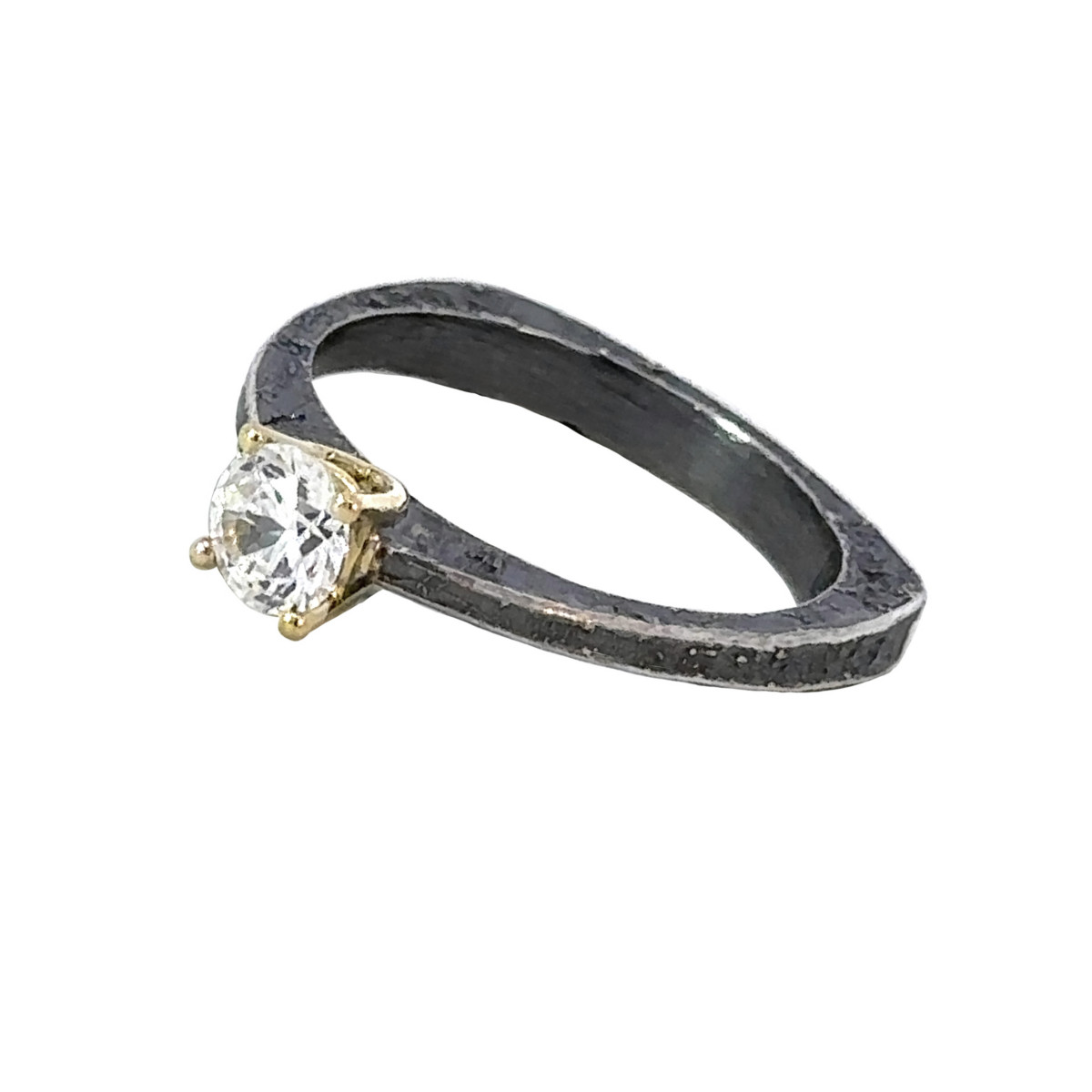 Eco-friendly silver, gold and grown laboratory brilliant ring