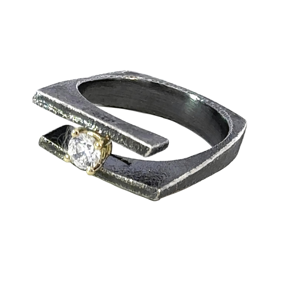 Anell de plata, or de 18k i DIAMANT LAB creat en laboratori de