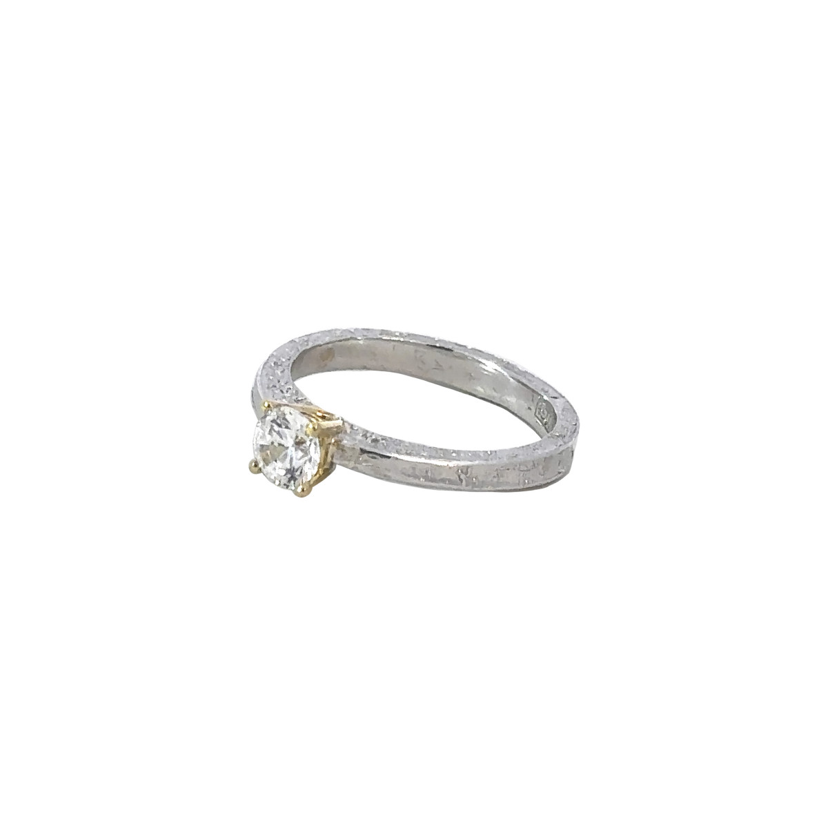 Silver, 18k gold and grown laboratory  brilliant ring