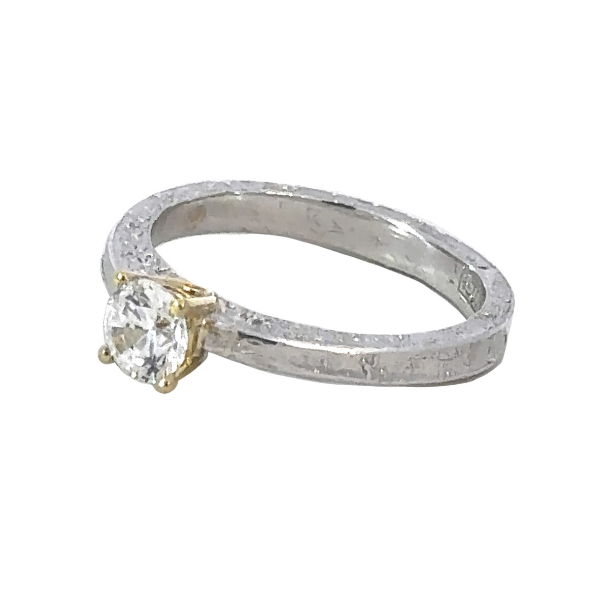 Silver, 18k gold and grown laboratory  brilliant ring