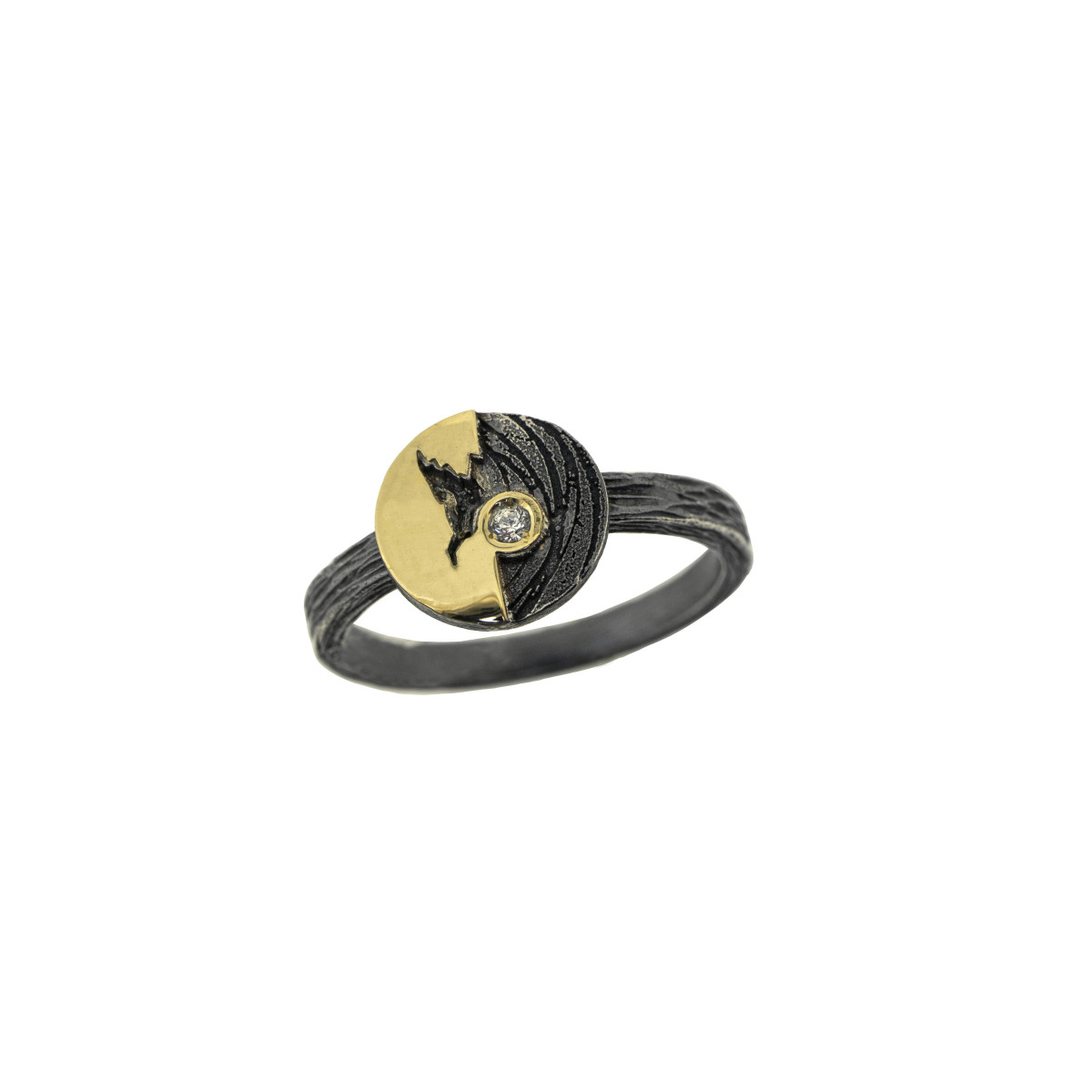 Silver, gold and brilliant ring