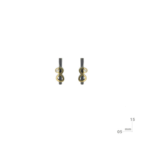 Pendientes de plata, oro y brillante