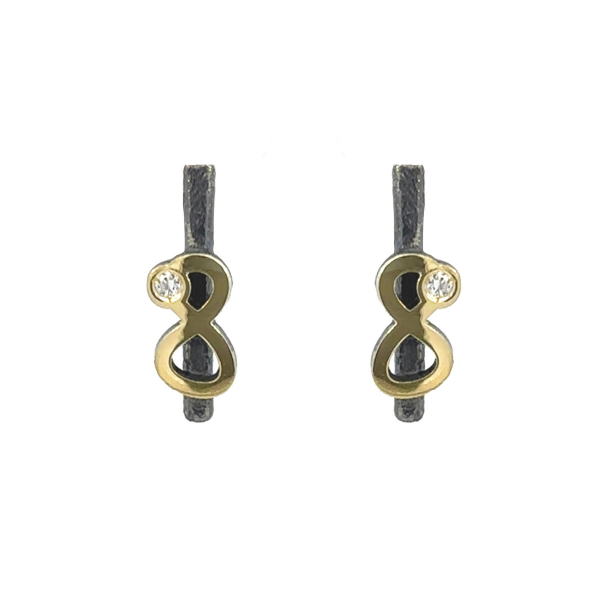 Pendientes de plata, oro y brillante