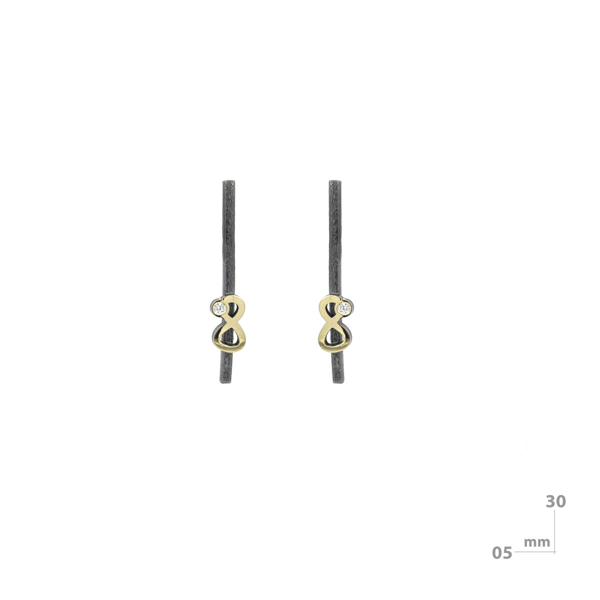 Pendientes de plata, oro y brillante