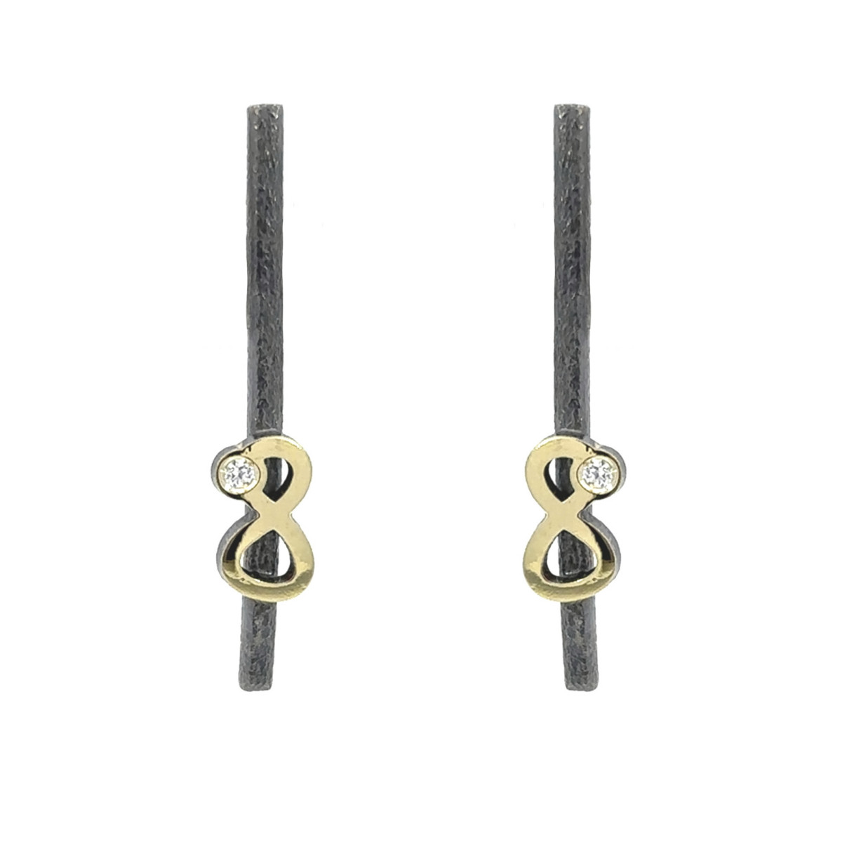 Pendientes de plata, oro y brillante
