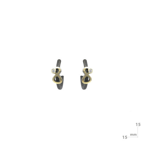Pendientes de plata, oro y brillante