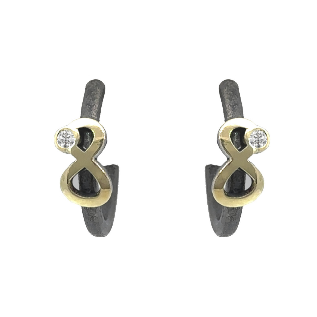 Pendientes de plata, oro y brillante