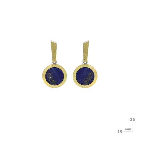 Pendientes de plata, oro y lapislázuli