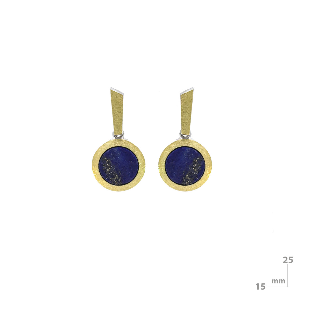 Pendientes de plata, oro y lapislázuli