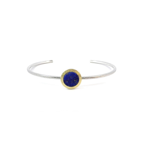 Pulsera de plata, oro, y lapislázuli