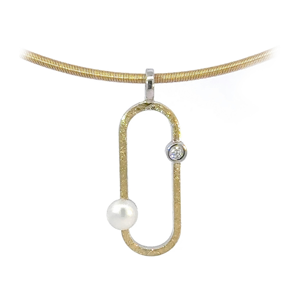 Colgante de plata, oro, brillante y perla