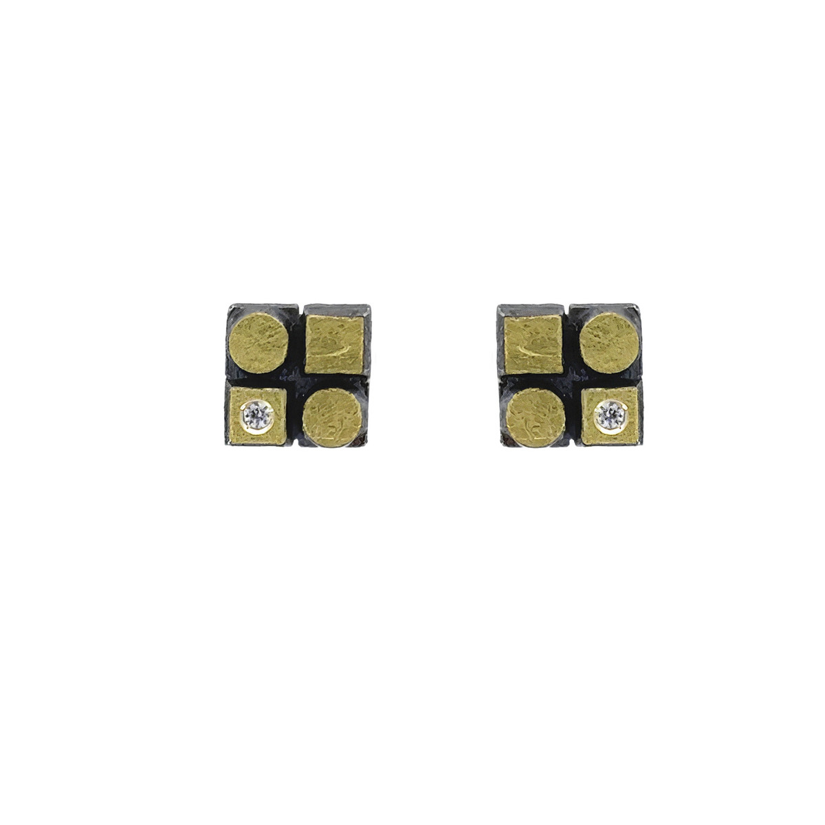 Pendientes de plata. oro y brillante