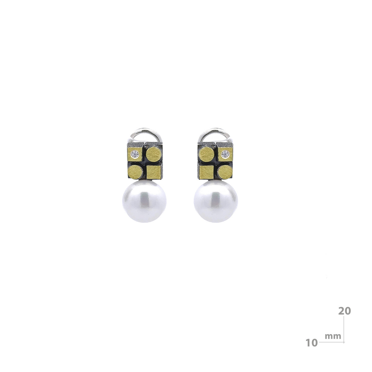 Pendientes de plata, oro y brillante