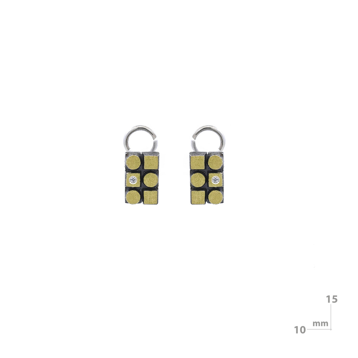 Pendientes de plata, oro y brillante