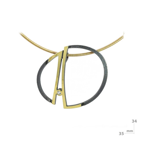 Silver, gold and brilliant pendant