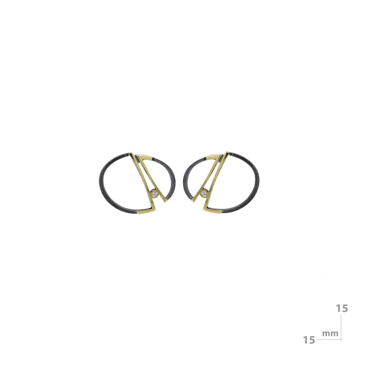 Pendientes de plata, oro y brillante