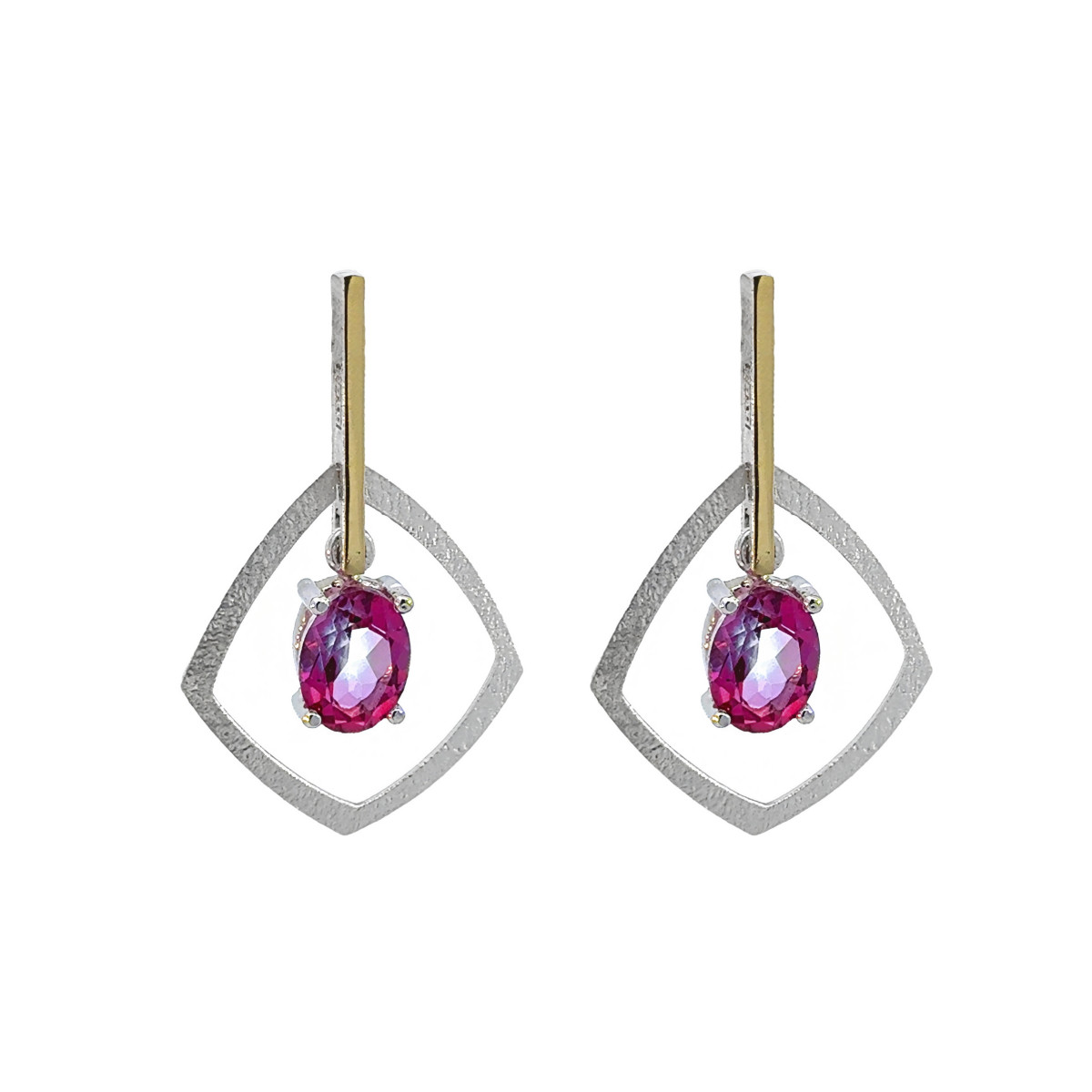 Silver, gold and topaz earrings