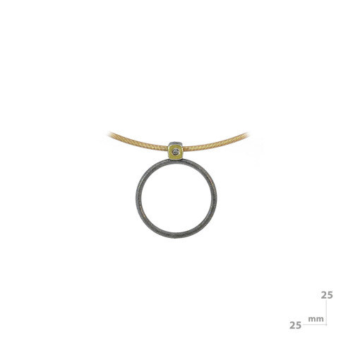 Silver, gold and diamond lab pendant