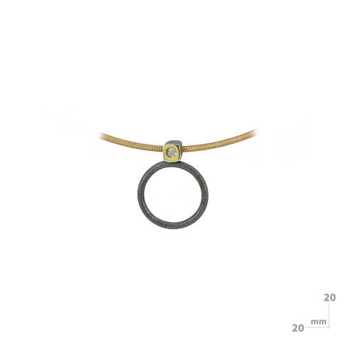 Silver, gold and diamond lab pendant