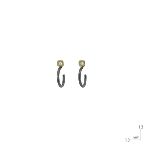 Silver, gold and diamond lab earrings