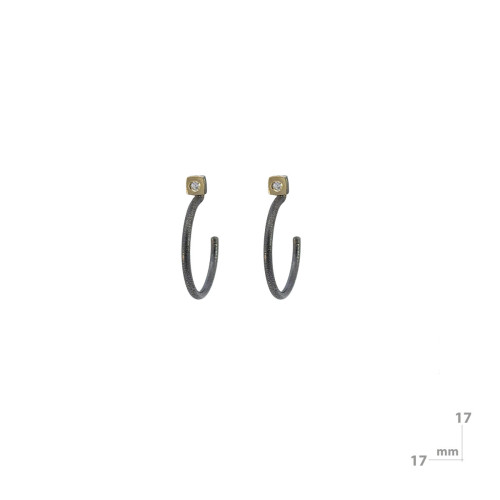 Silver, gold and diamond lab earrings