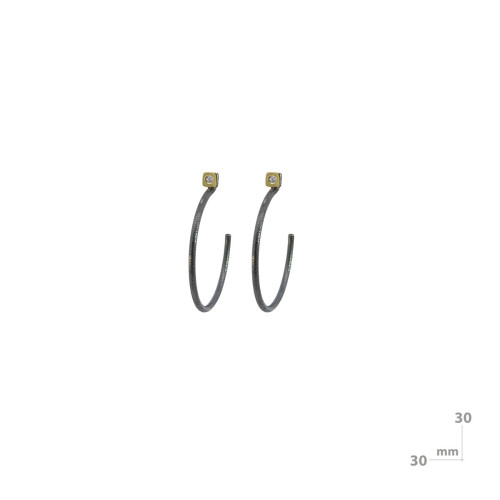 Silver, gold and diamond lab earrings